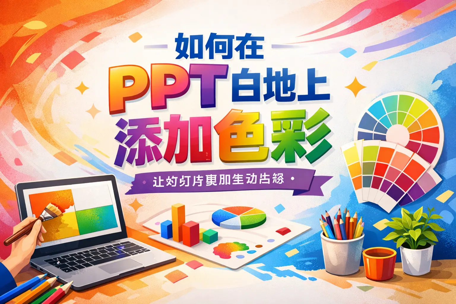 如何在ppt白地上添加色彩