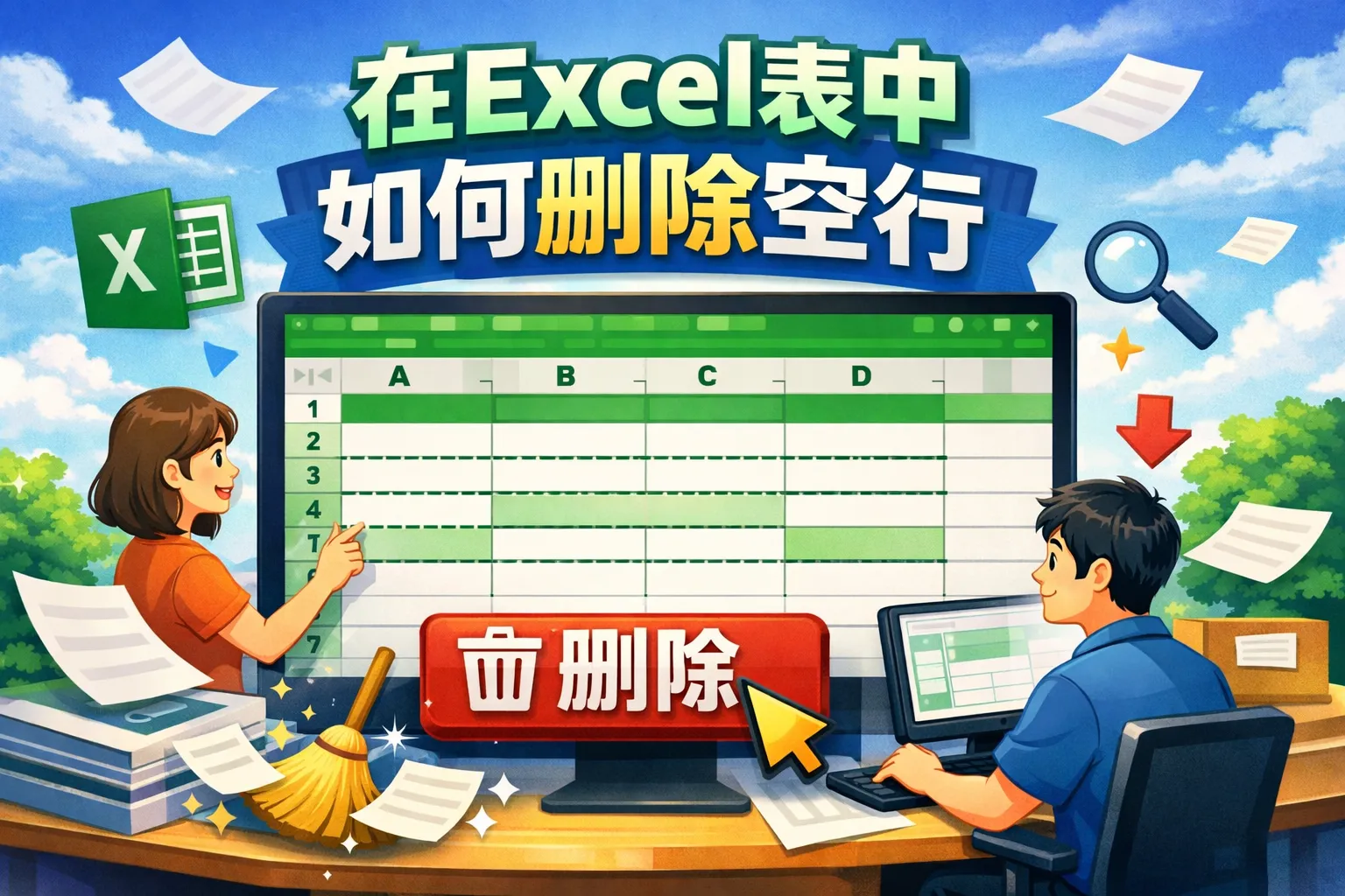在excel表中如何删除空行