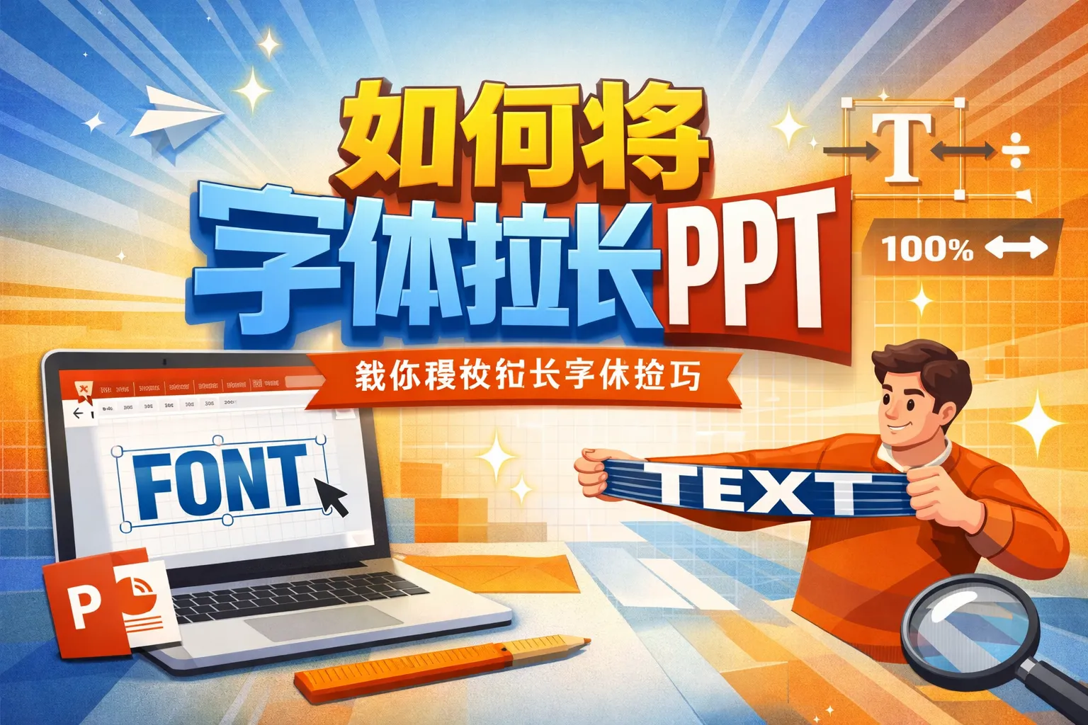 如何将字体拉长ppt
