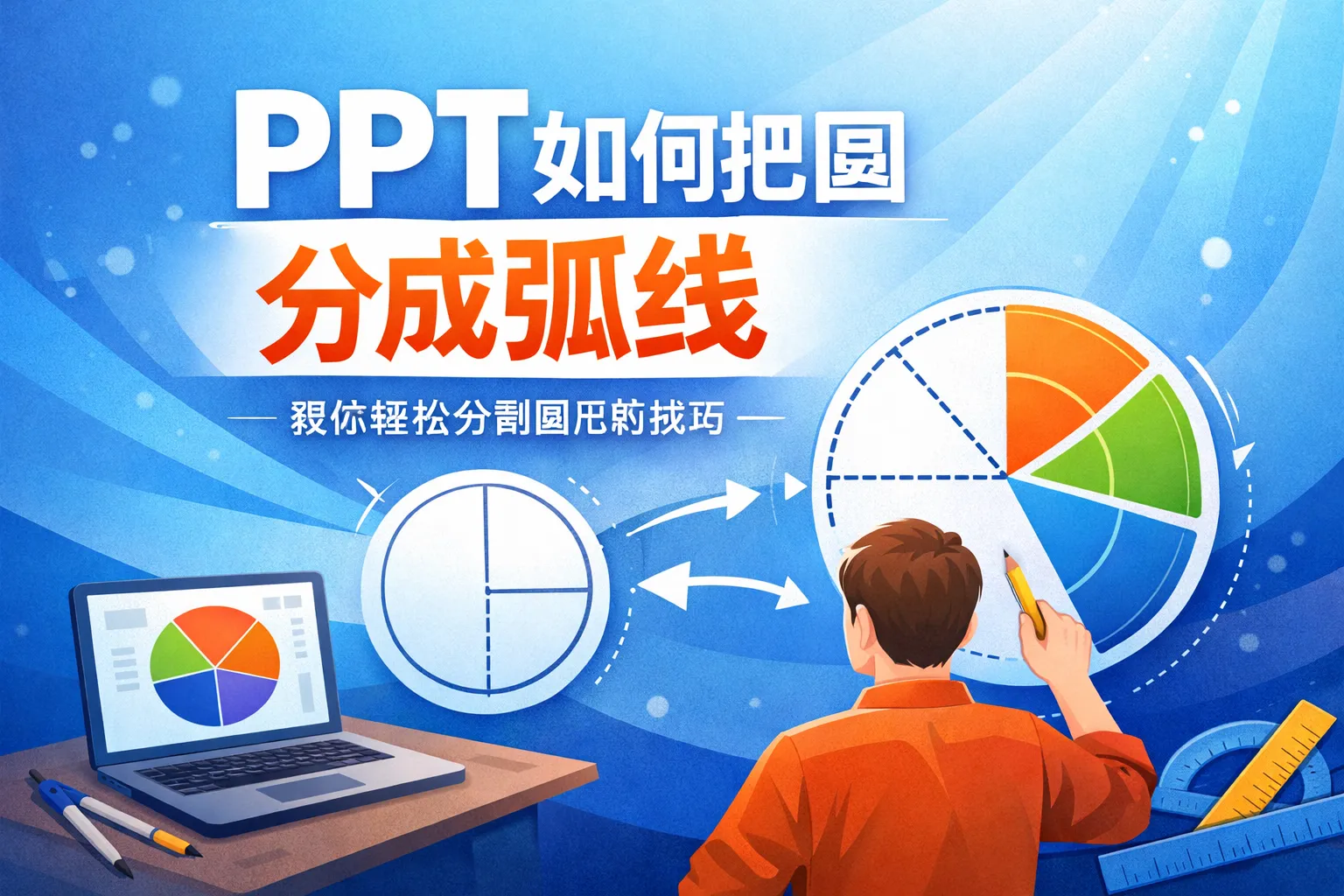 ppt如何把圆分成弧线