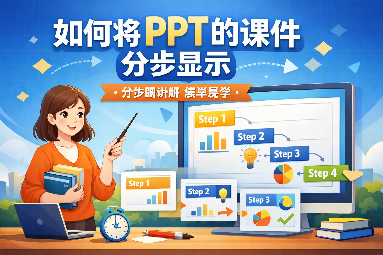 如何将ppt的课件分步显示