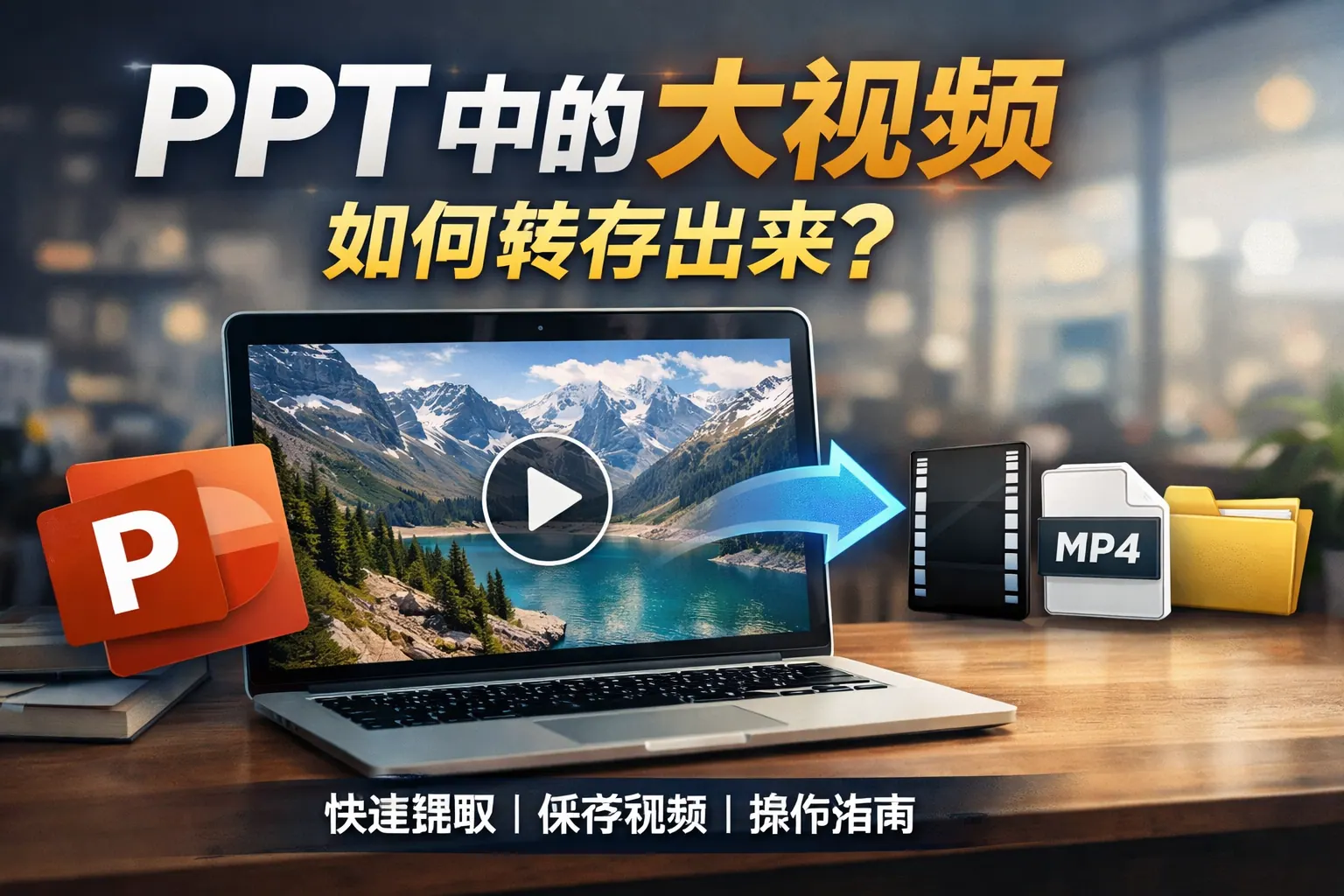 ppt中的大视频如何转存出来