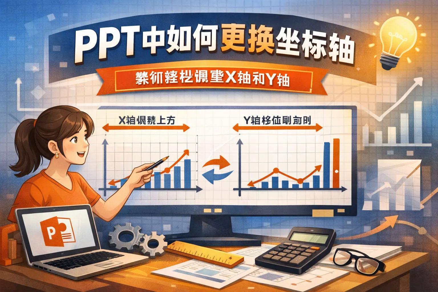 ppt中如何更换坐标轴位置