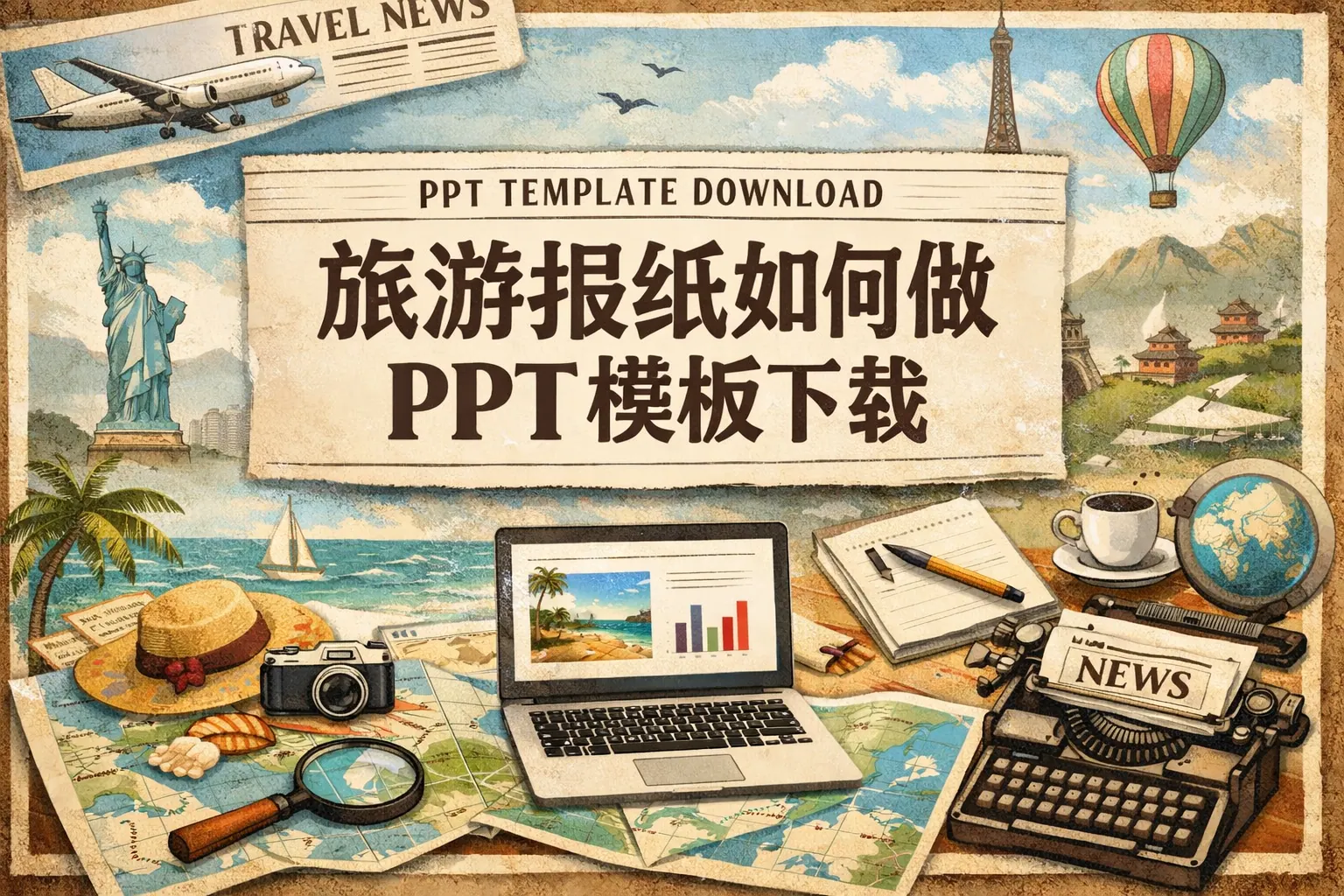 旅游报纸如何做ppt模板下载