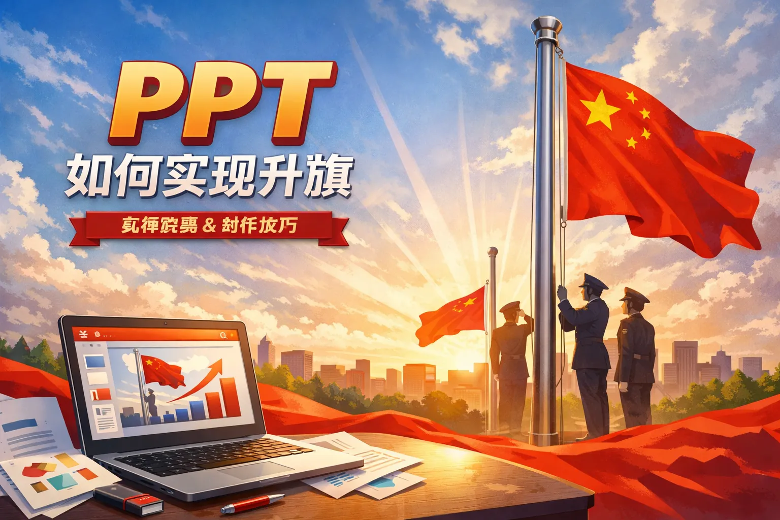 ppt如何实现升旗