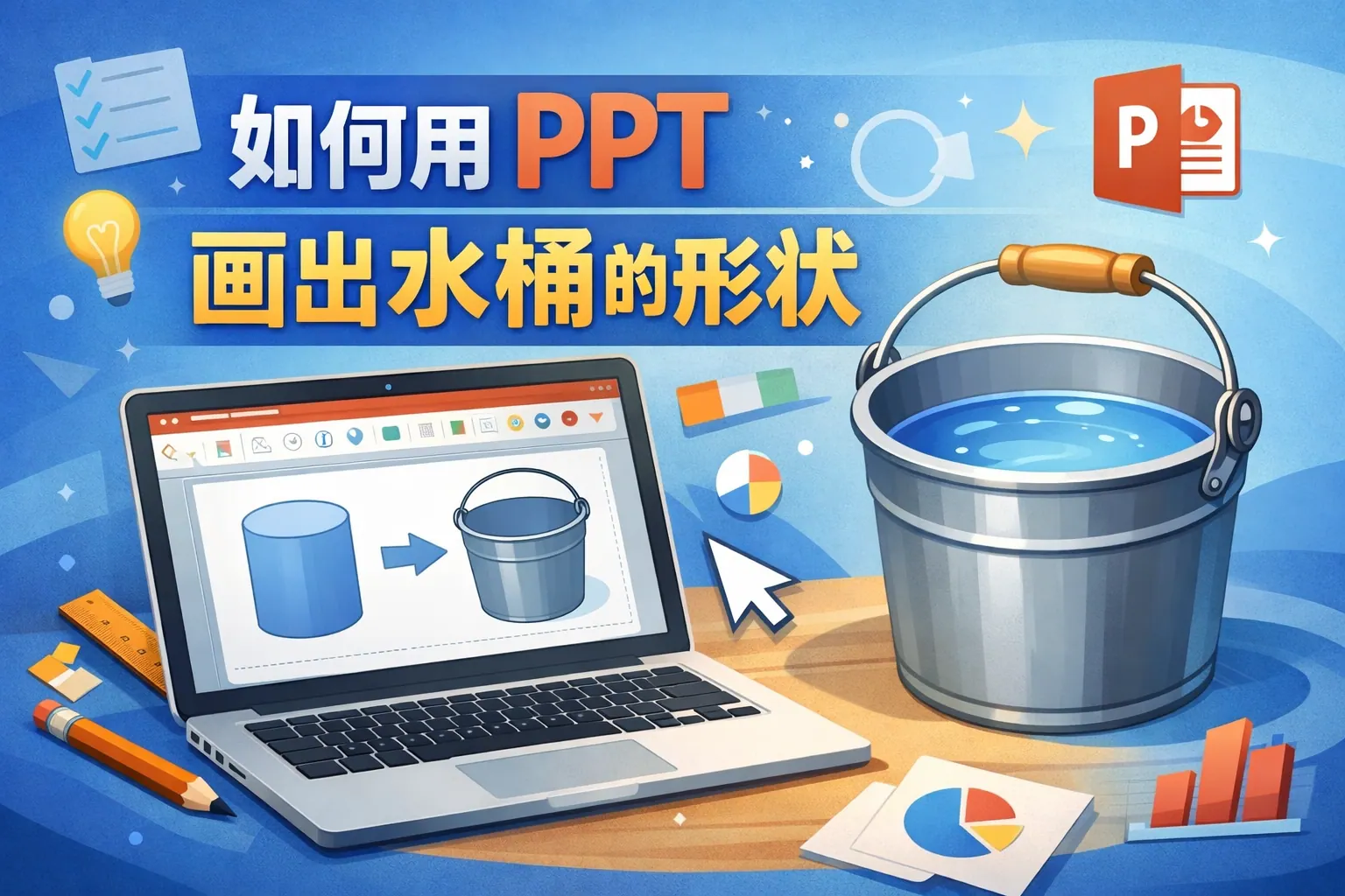 如何用ppt画出水桶的形状