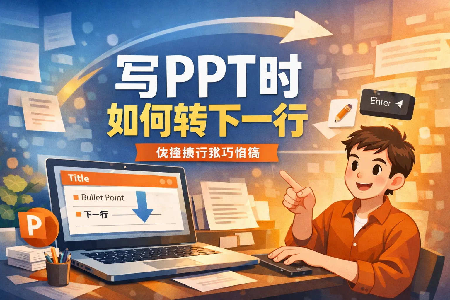 写ppt时如何转下一行