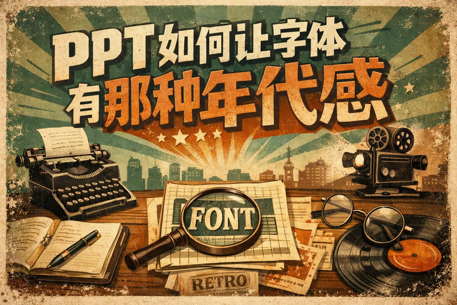 ppt如何让字体有那种年代感
