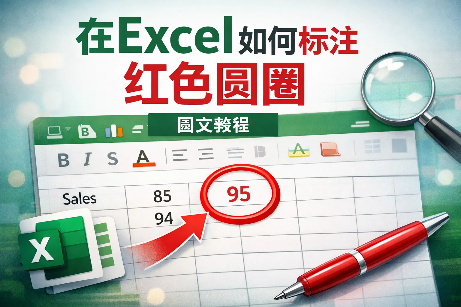在excel如何标注红色圆圈