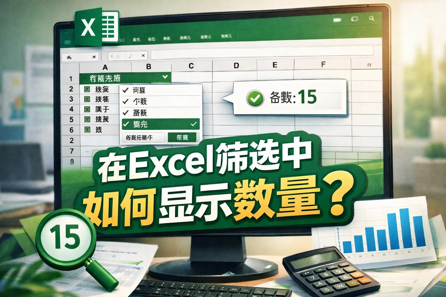 在excel筛选中如何显示数量
