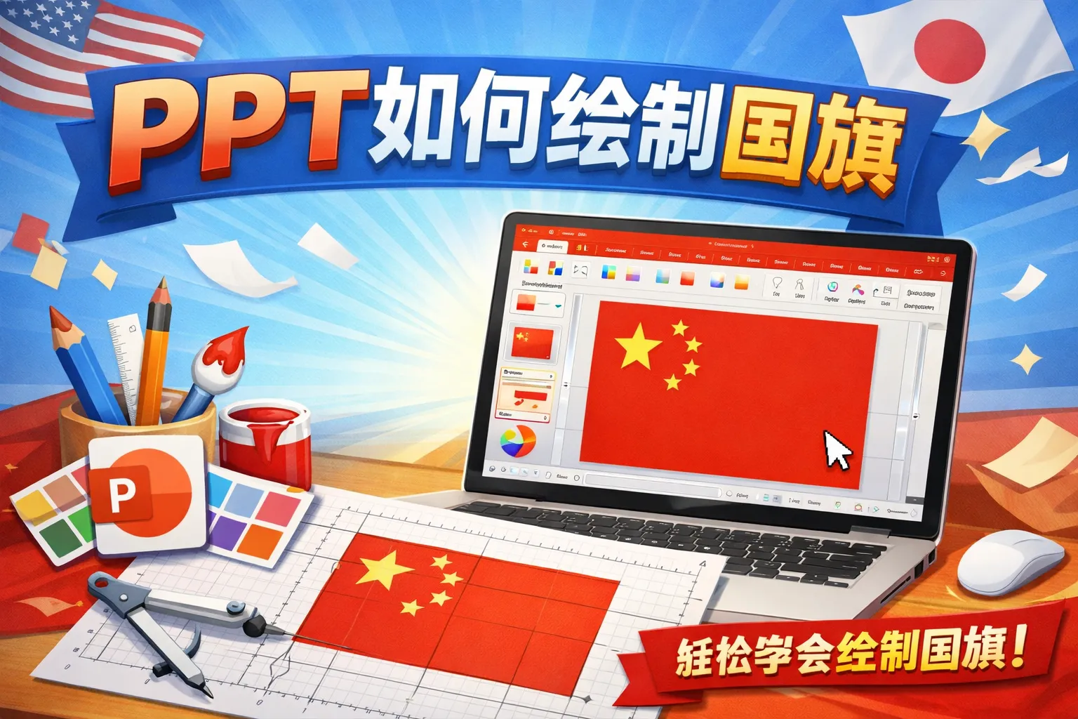 ppt如何绘制国旗
