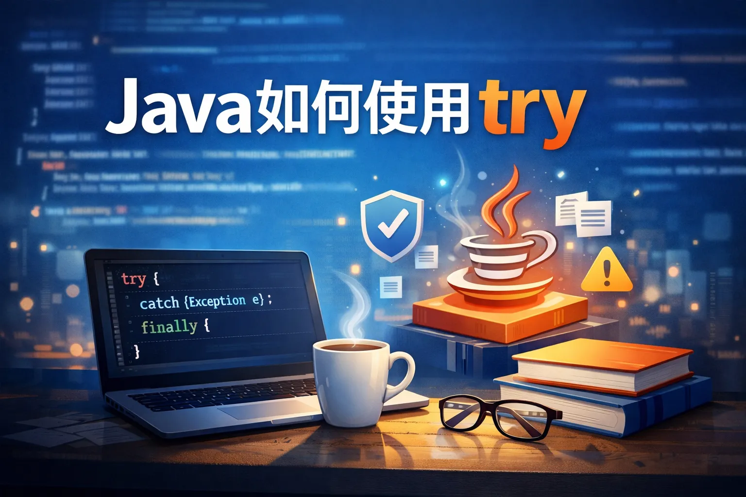 java如何使用try