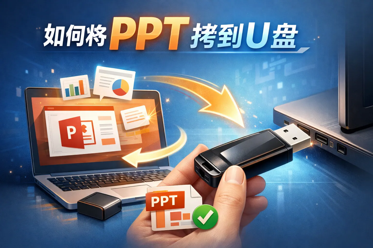 如何将ppt 拷到u盘