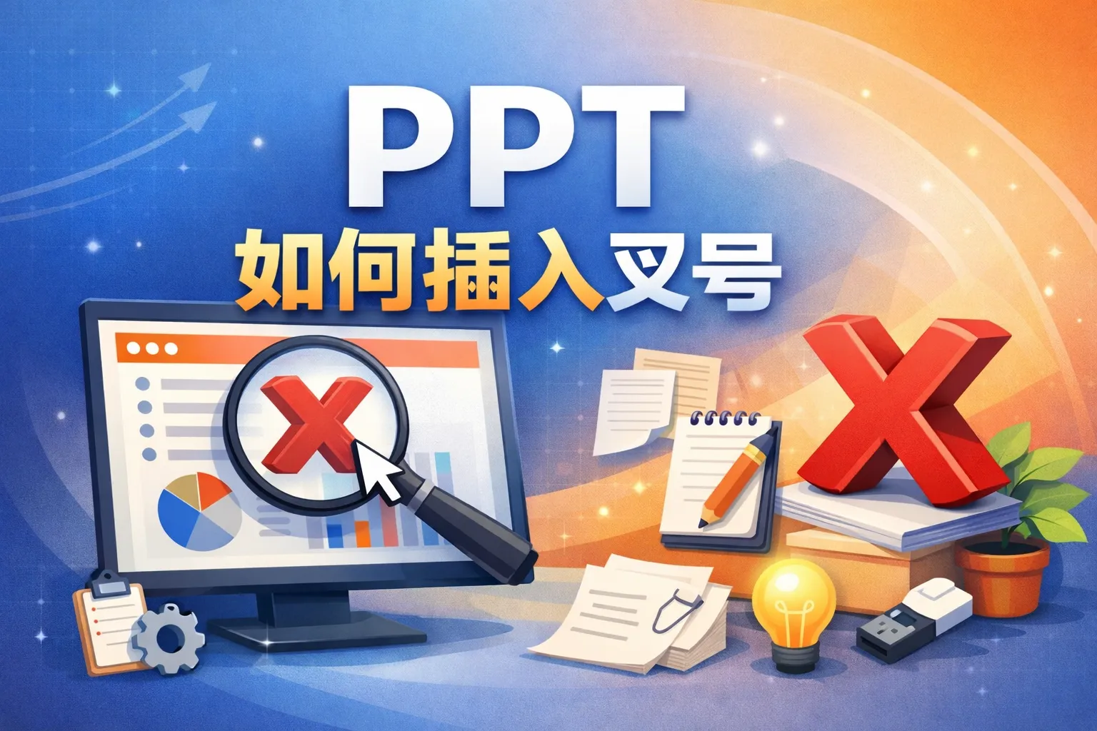 ppt 如何插入叉号