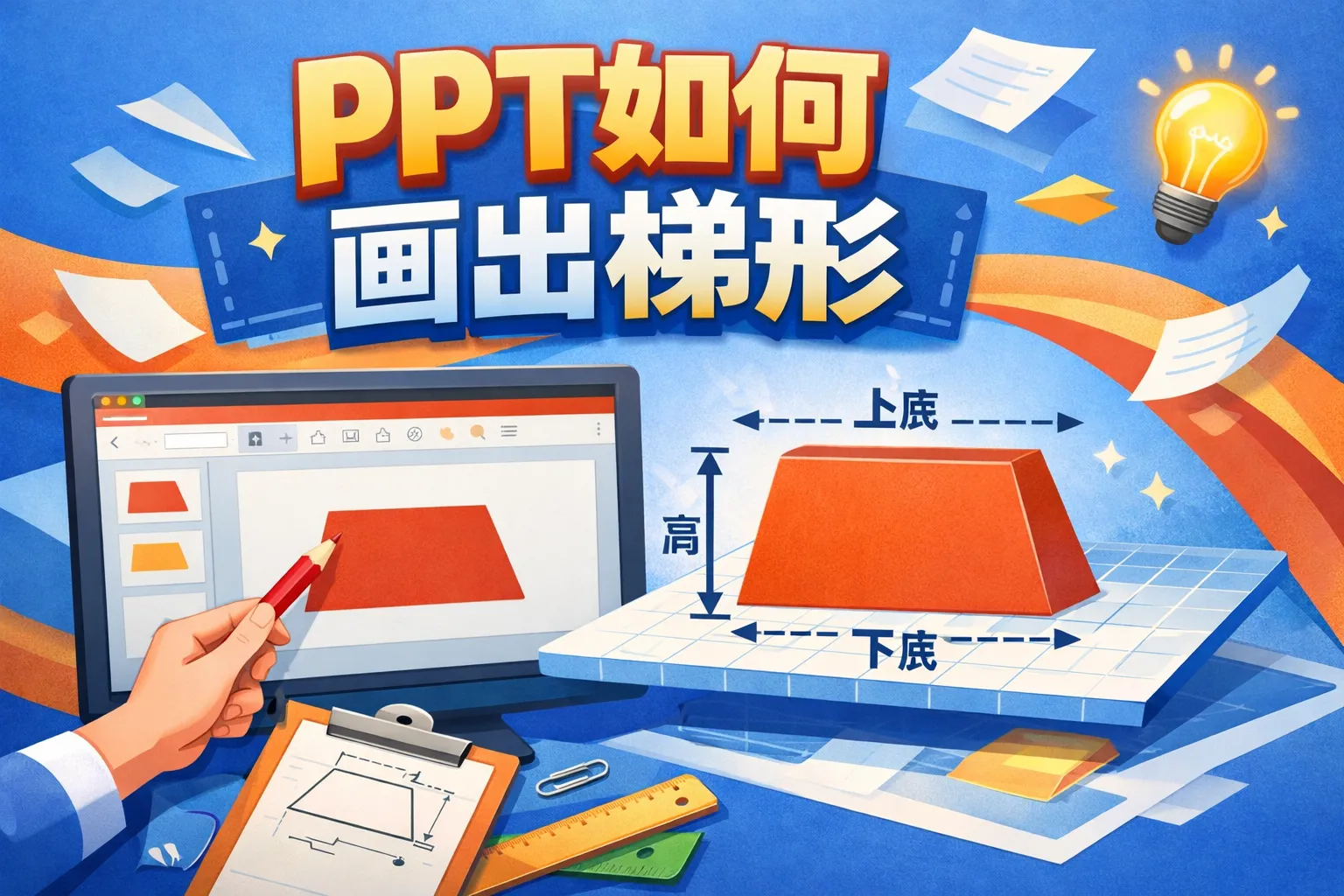 ppt如何画出梯形