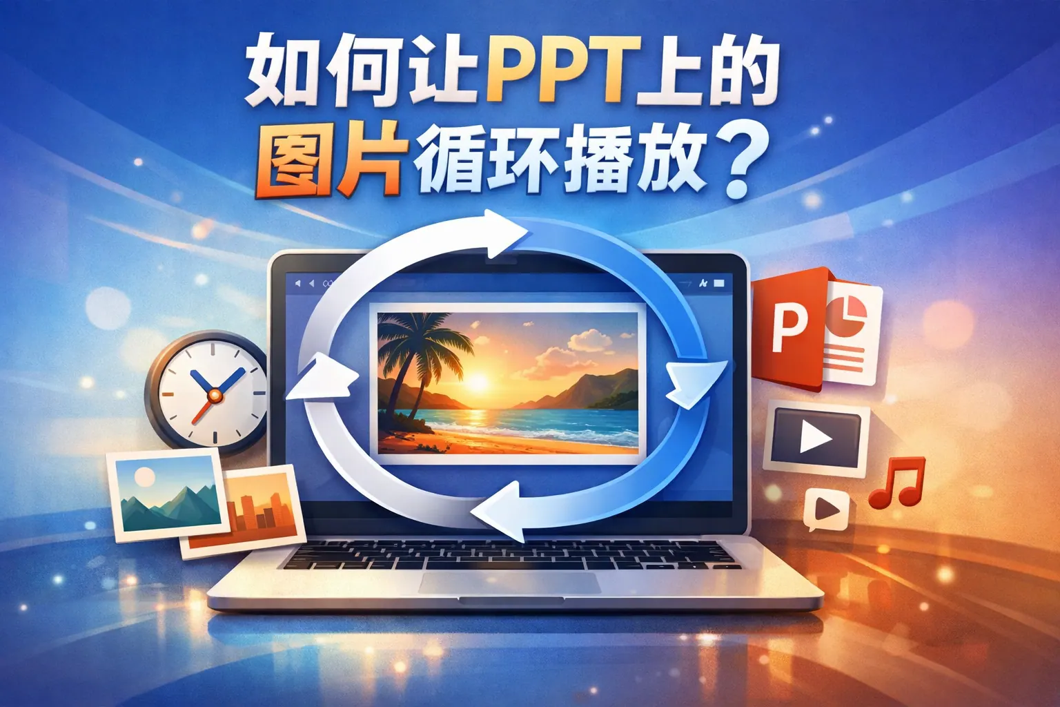 如何让ppt上的图片循环播放