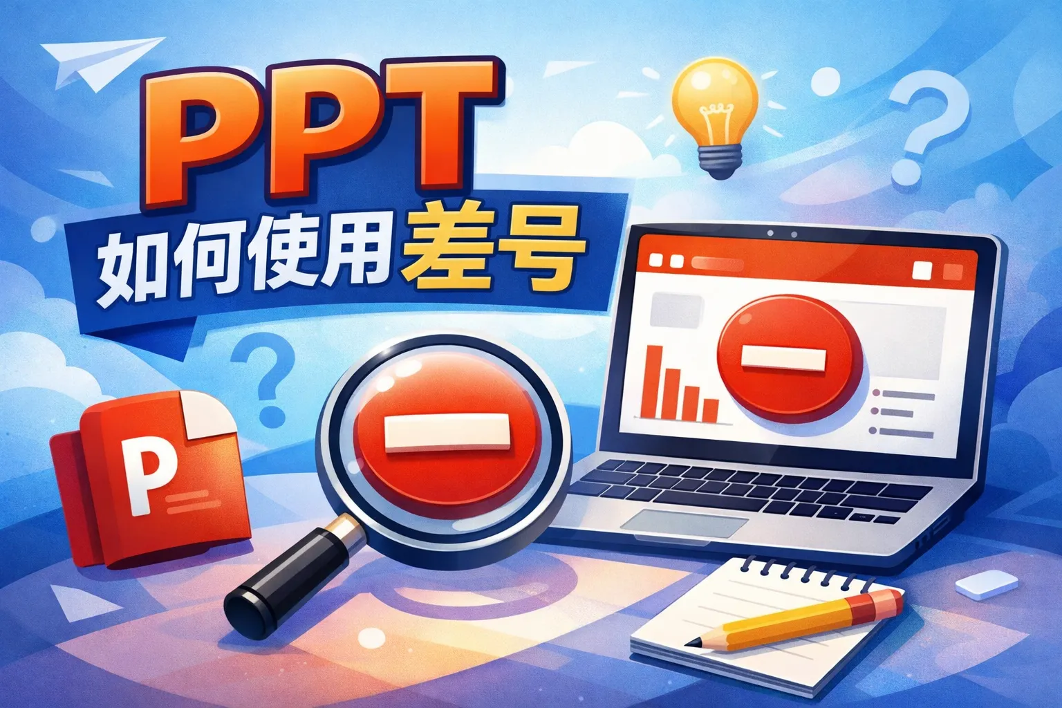 ppt如何使用差号