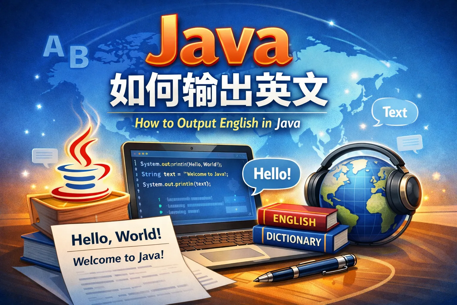 java如何输出英文