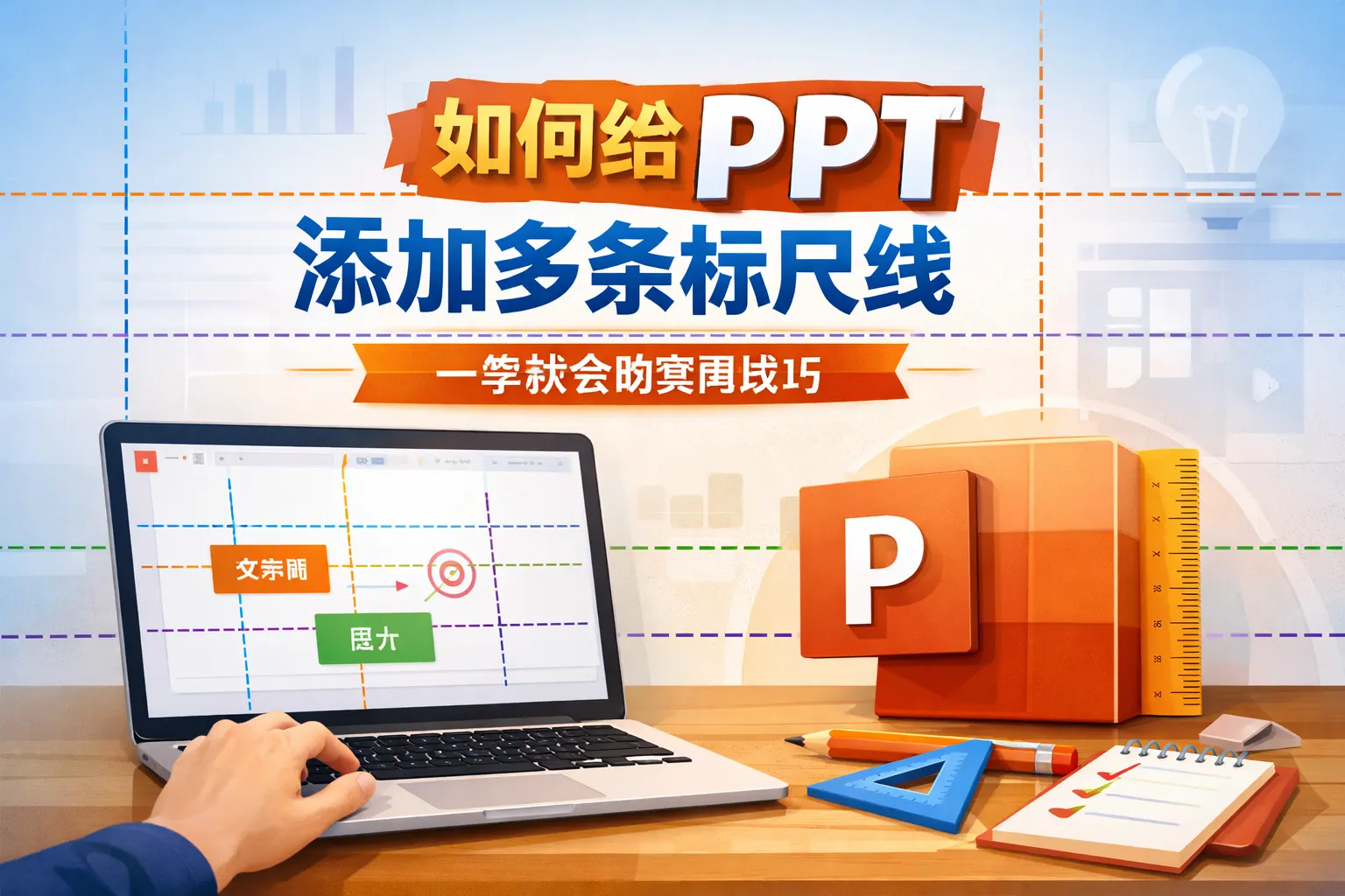 如何给ppt添加多条标尺线