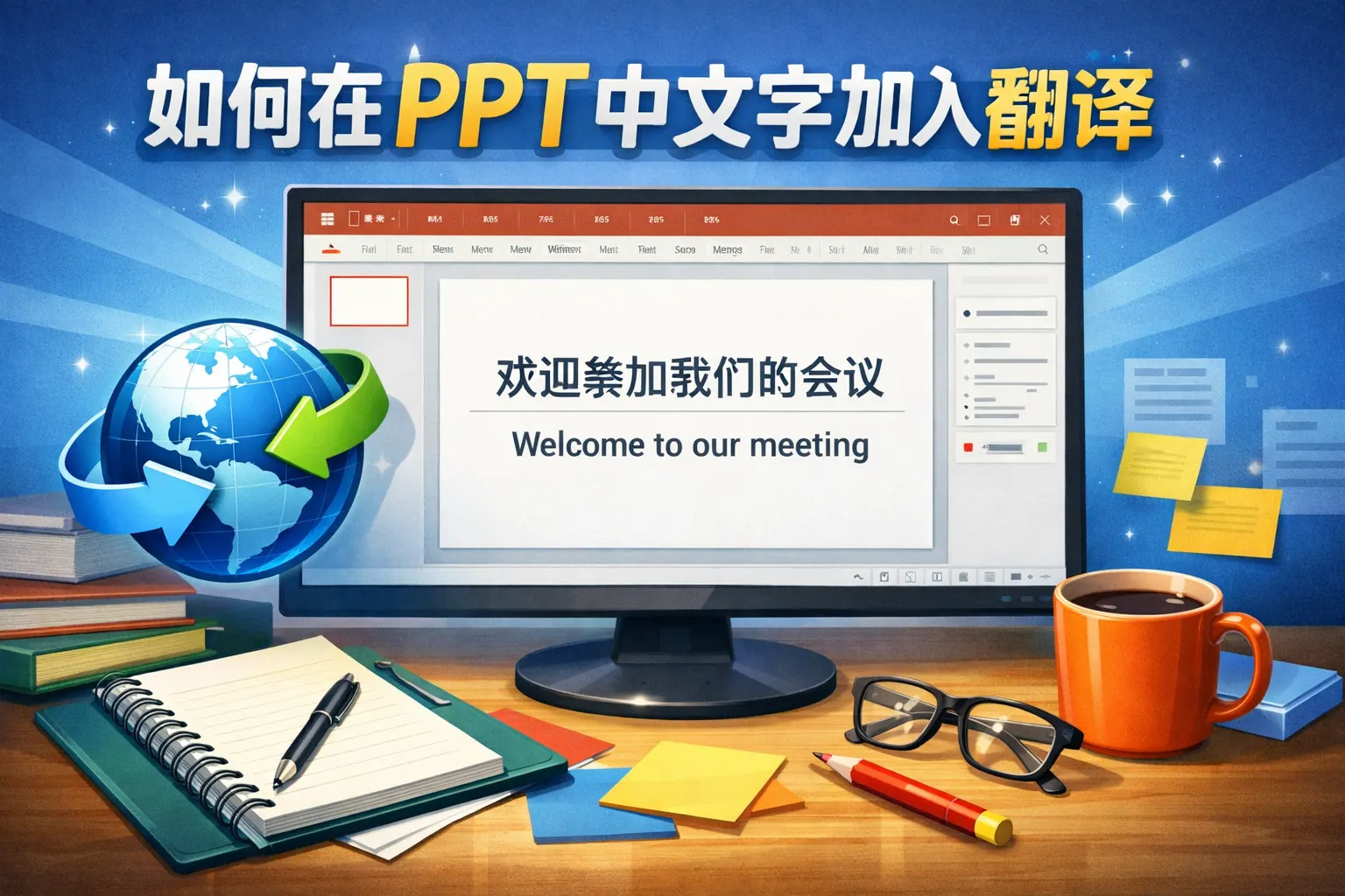 如何在ppt中文字加入翻译