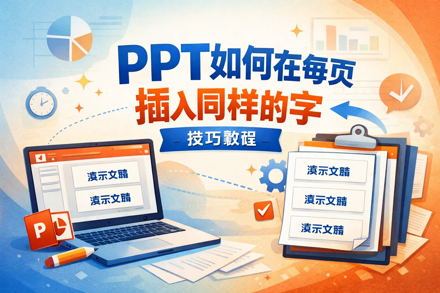 ppt如何在每页插入同样的字