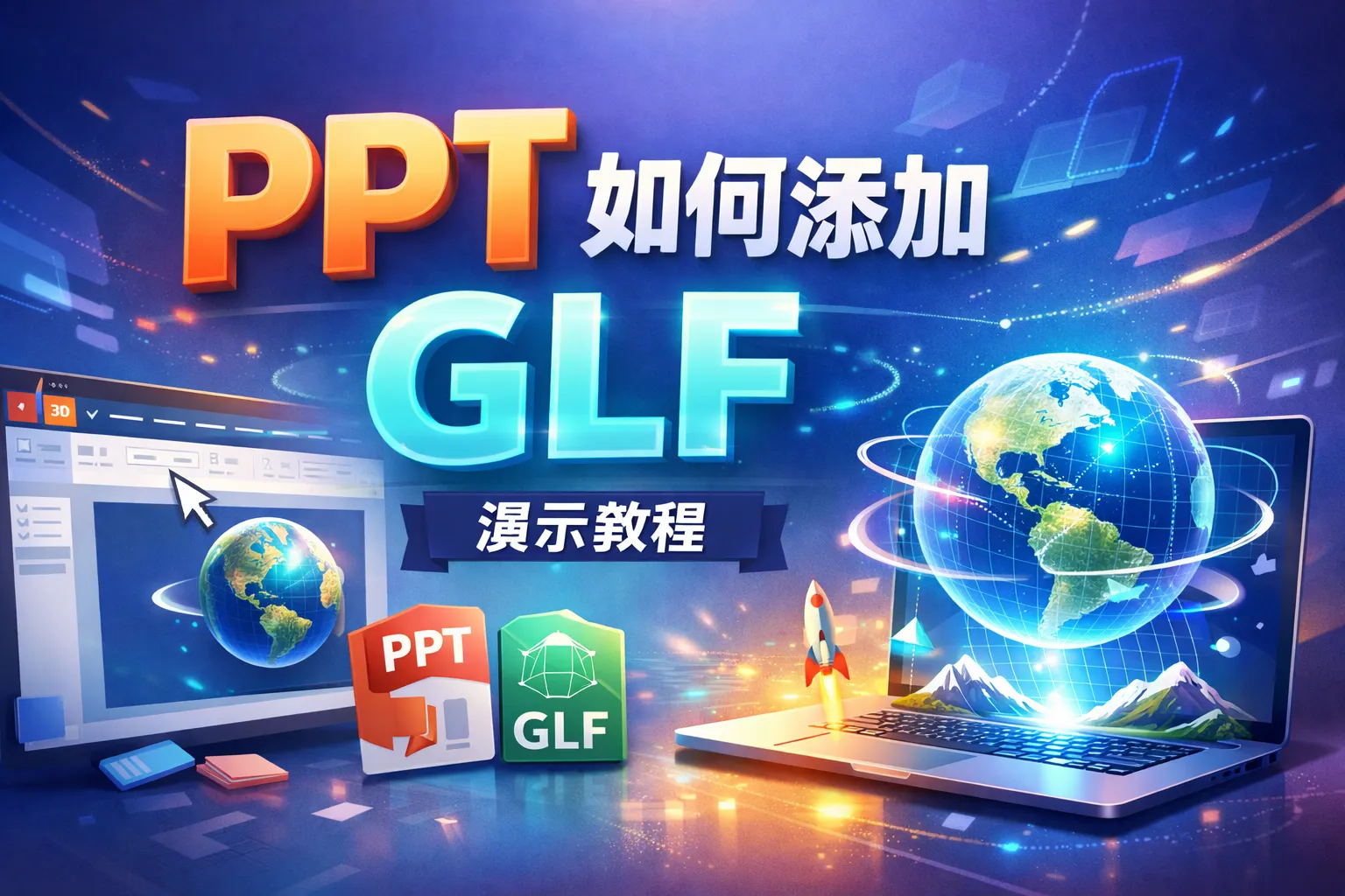 ppt如何添加glf