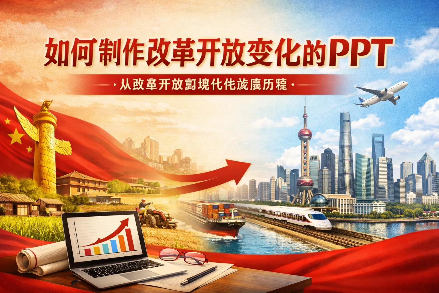 如何制作改革开放变化的PPT