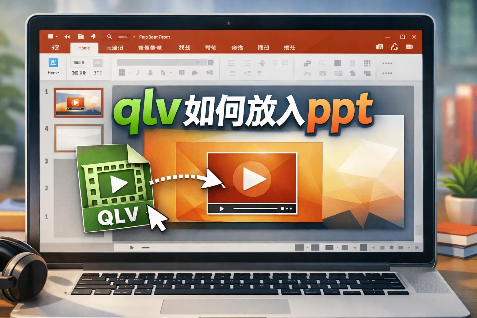 qlv如何放入ppt