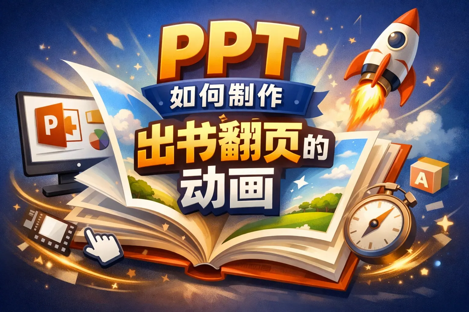 ppt如何制作出书翻页的动画