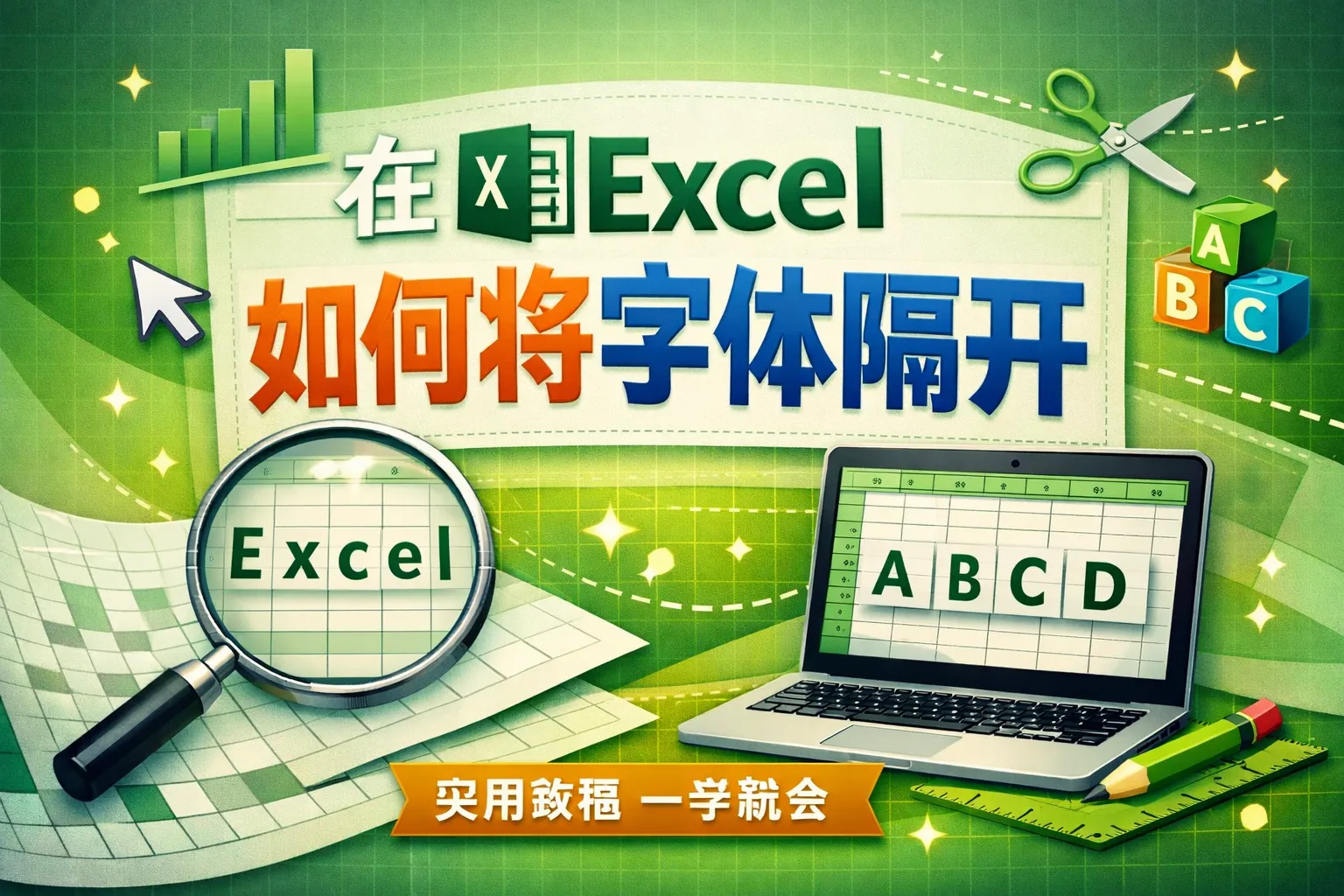 在excel如何将字体隔开