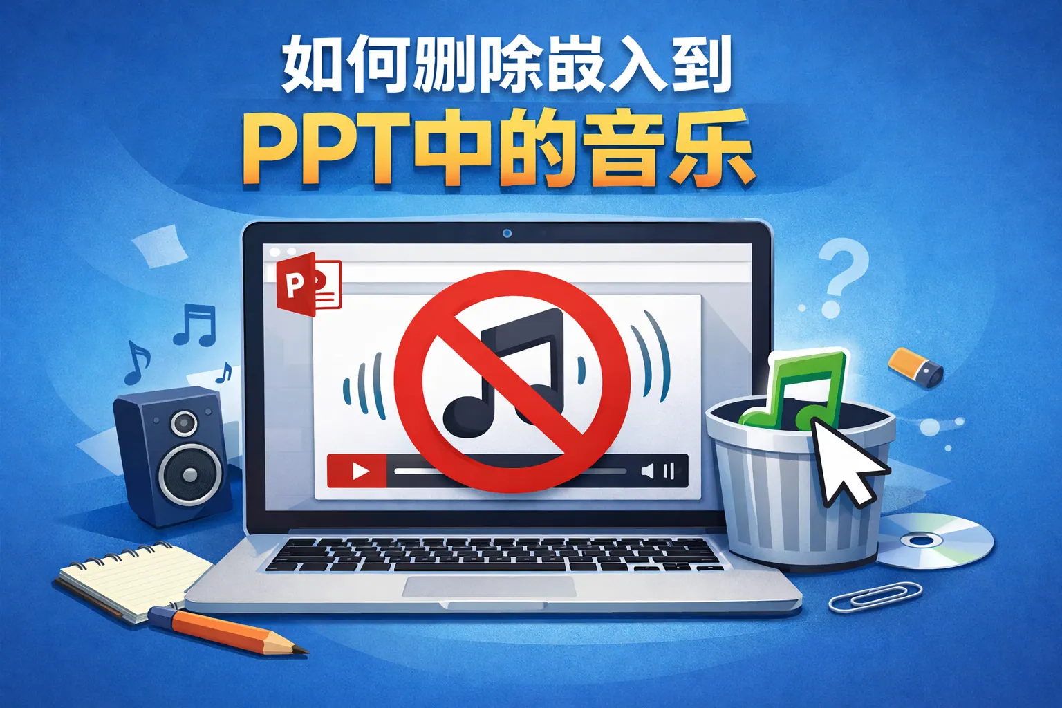 如何删除嵌入到ppt中的音乐