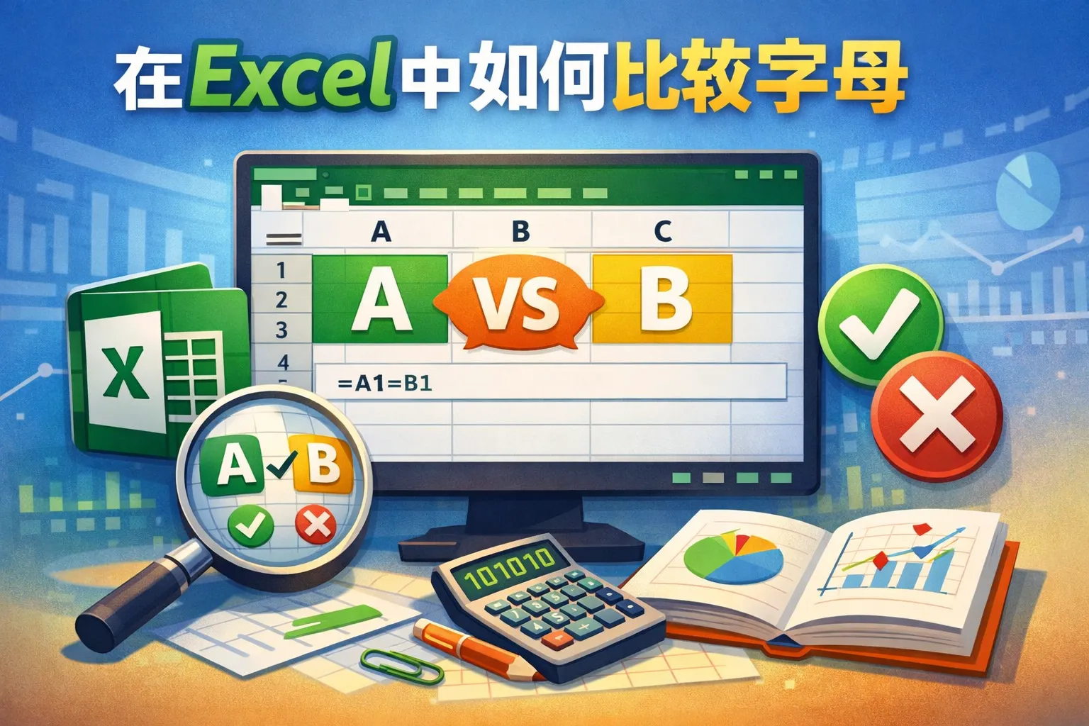 在excel中如何比较字母