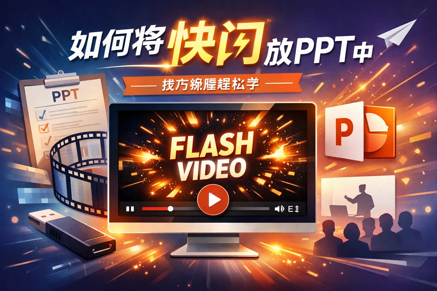 如何将快闪放到ppt中