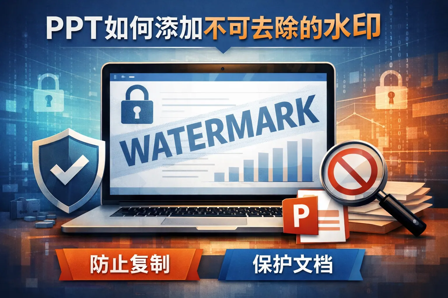 ppt如何添加不可去除的水印