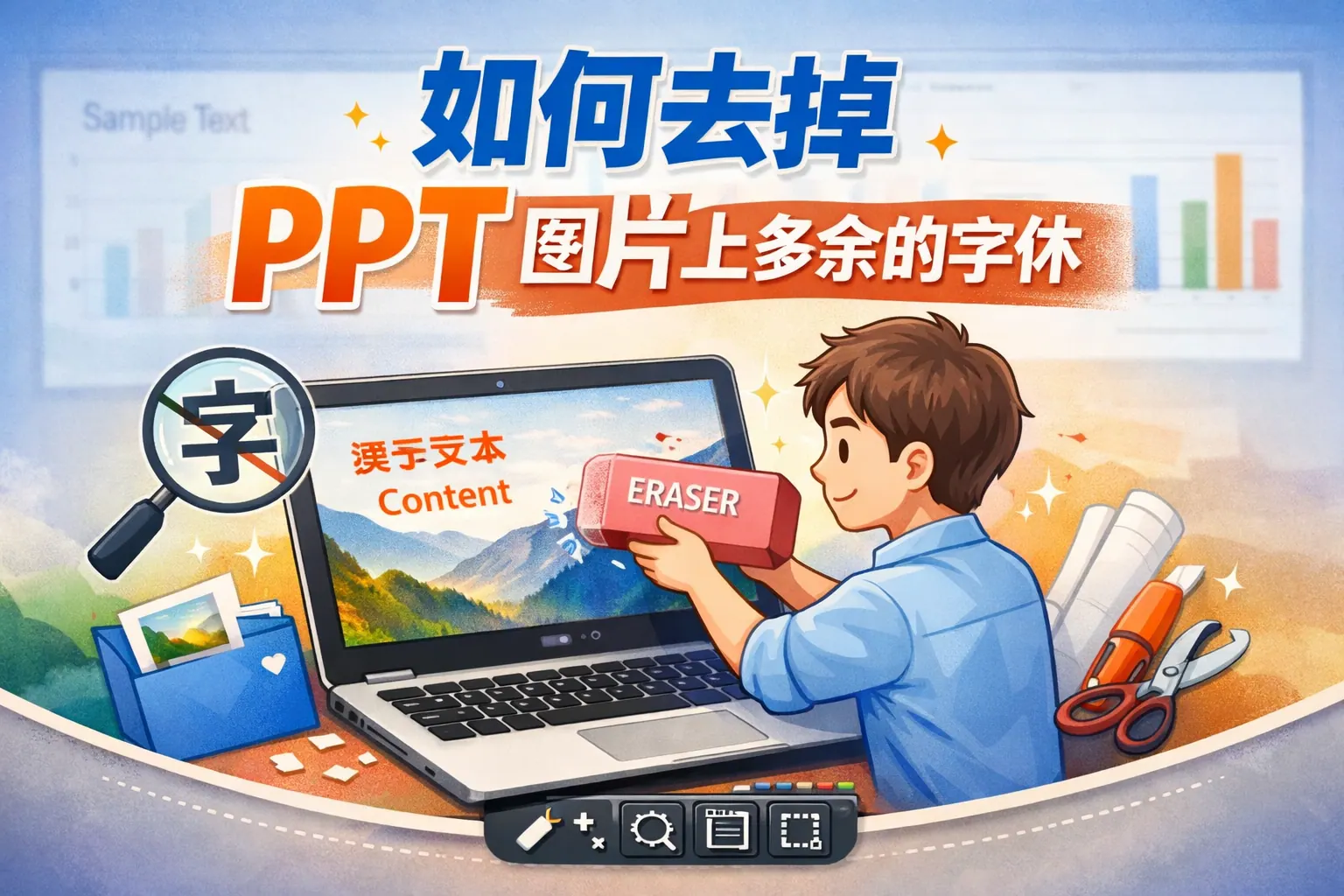 如何去掉ppt图片上多余的字体