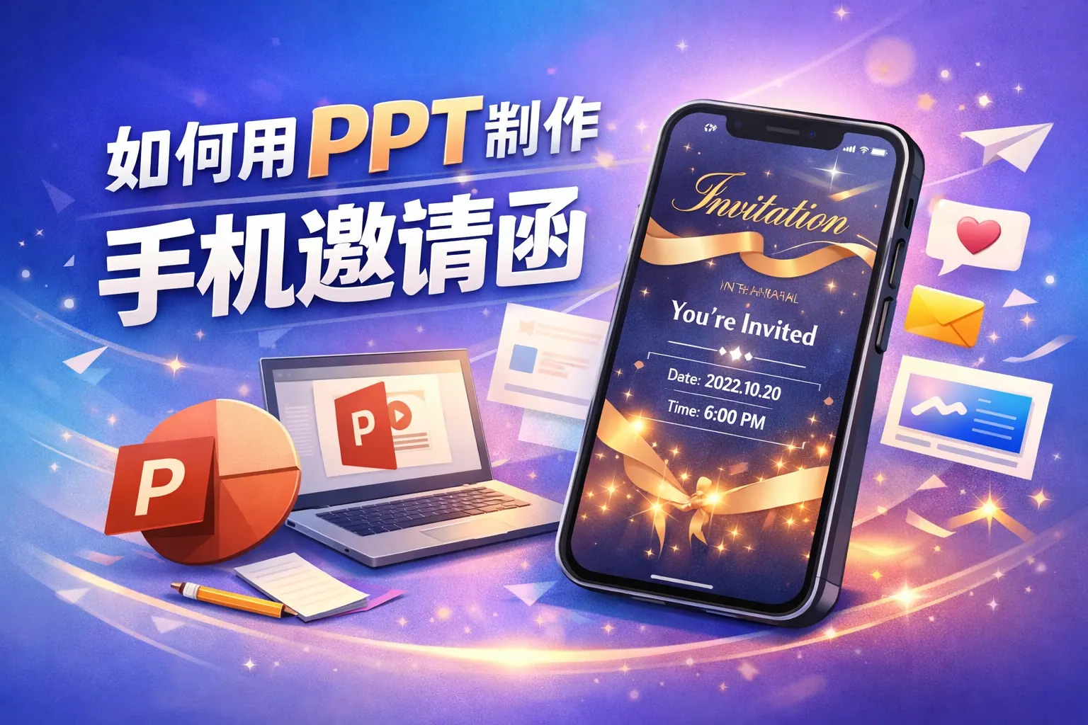 如何用ppt制作手机邀请函