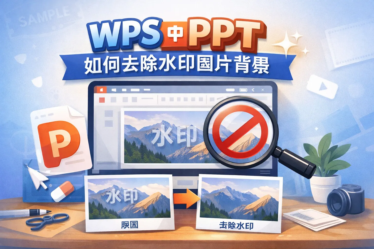 wps中ppt如何去除水印图片背景