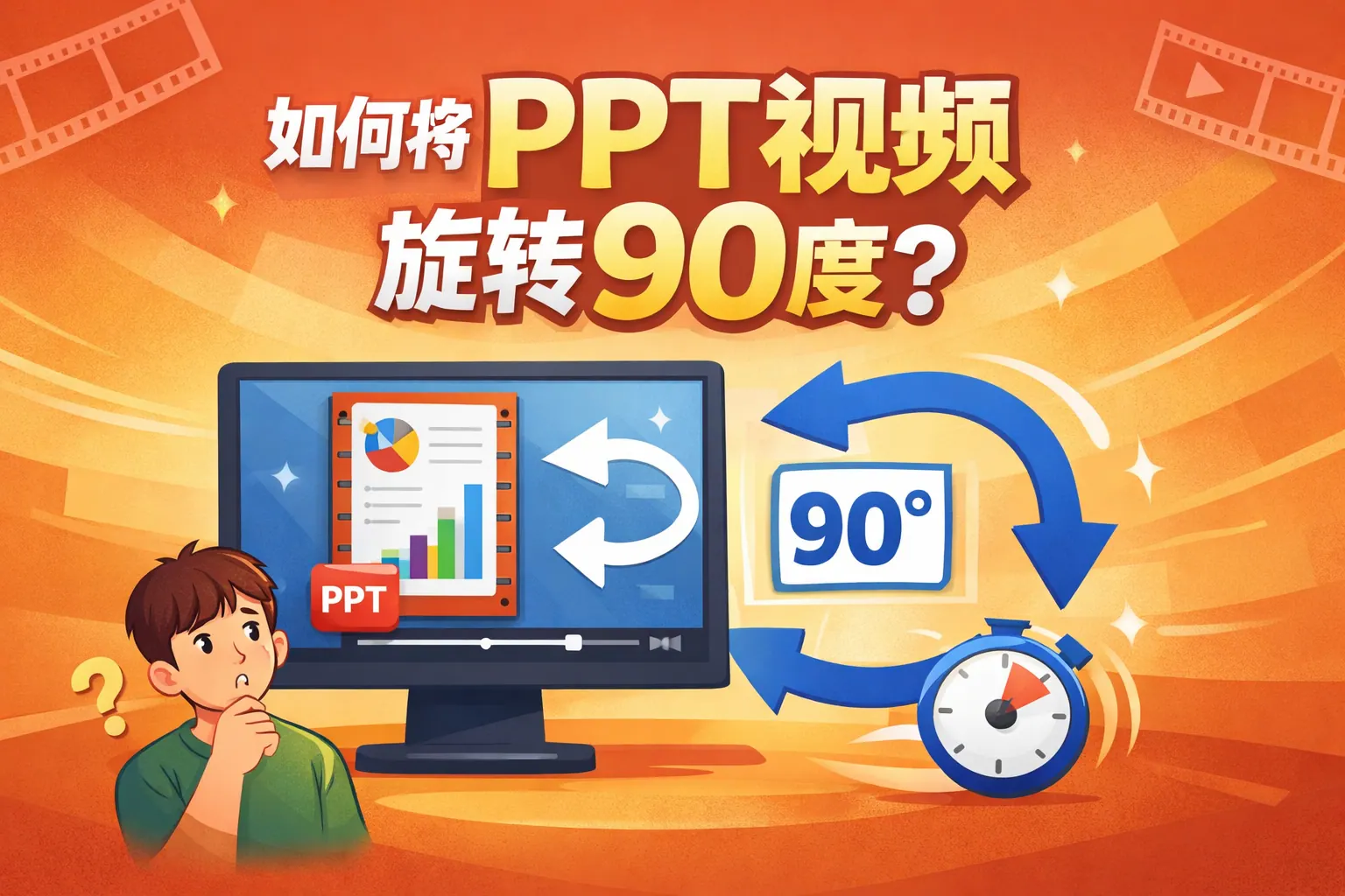 如何将ppt视频旋转90度