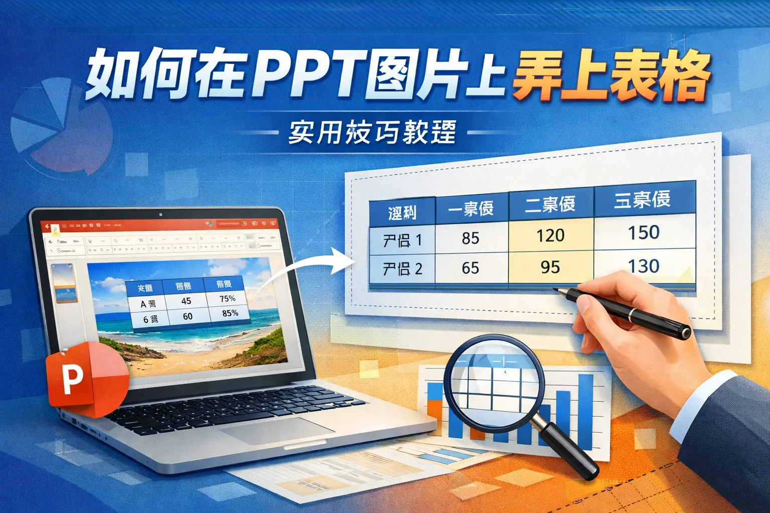 如何在ppt图片上弄上表格