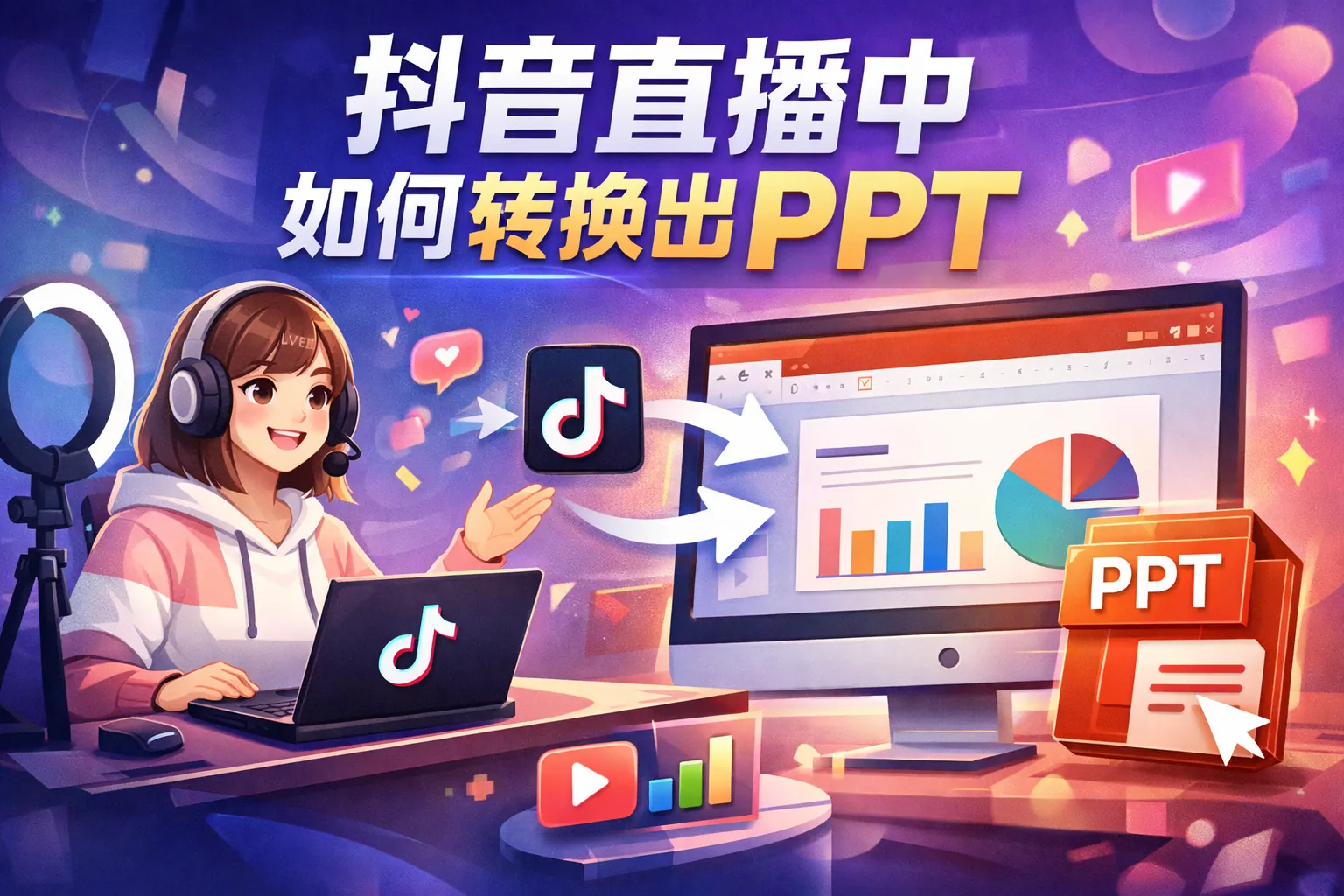 抖音直播中如何转换出ppt