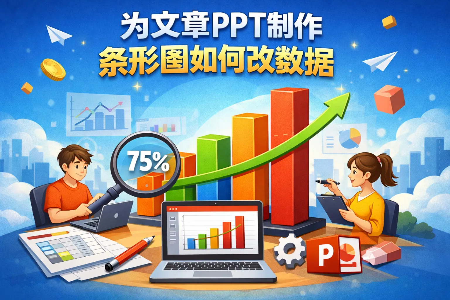 ppt制作条形图如何改数据