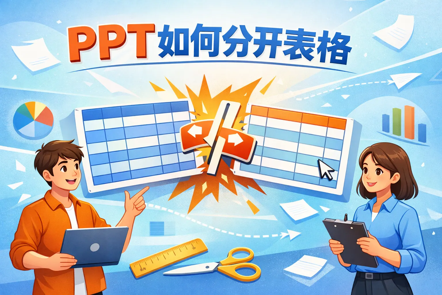 ppt如何分开表格