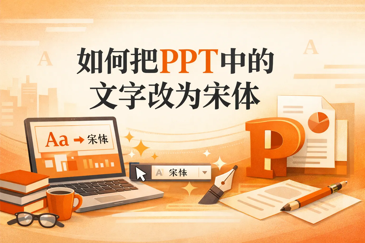 如何把ppt中的文字改为宋体