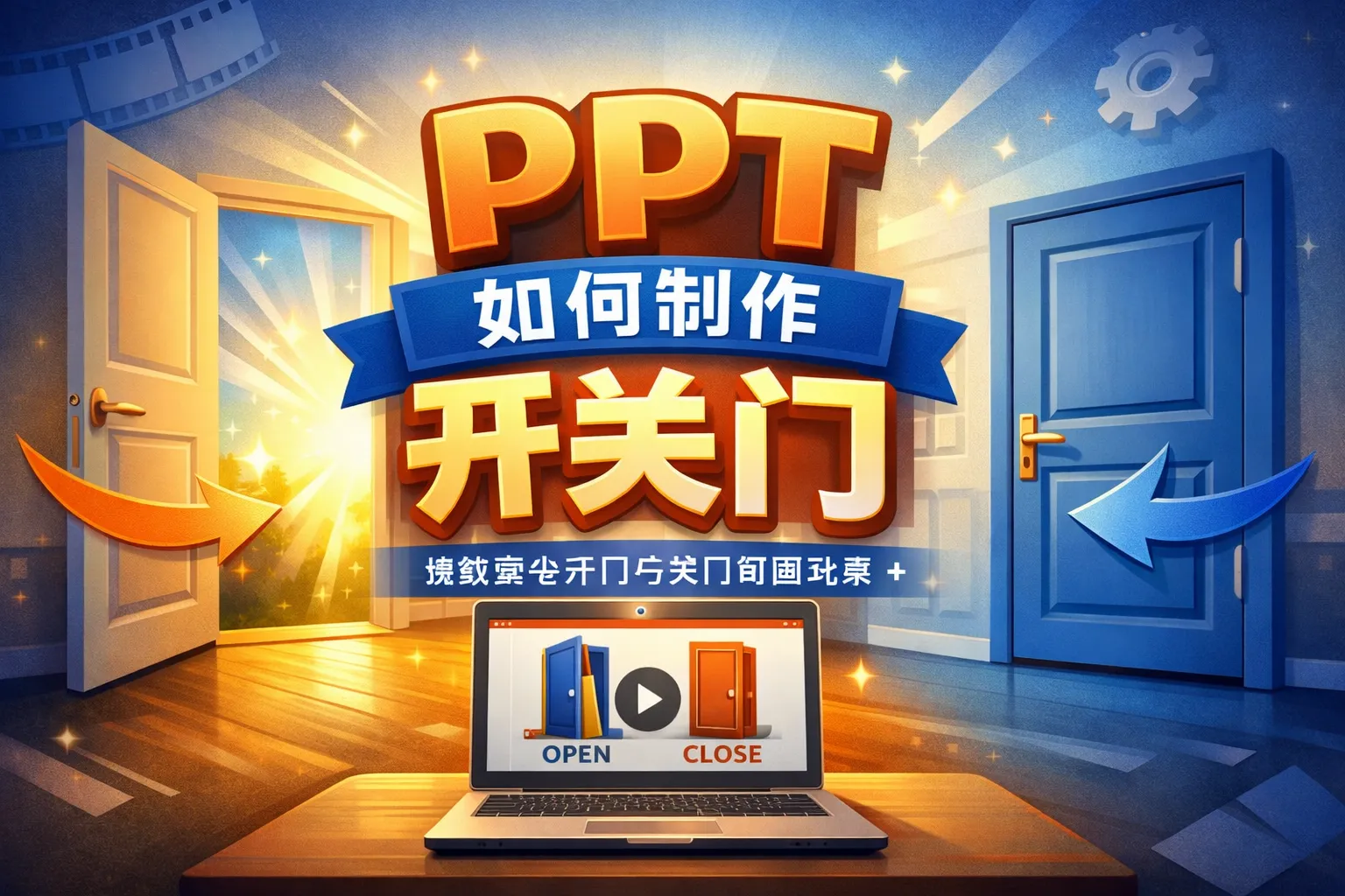 ppt如何制作开关门