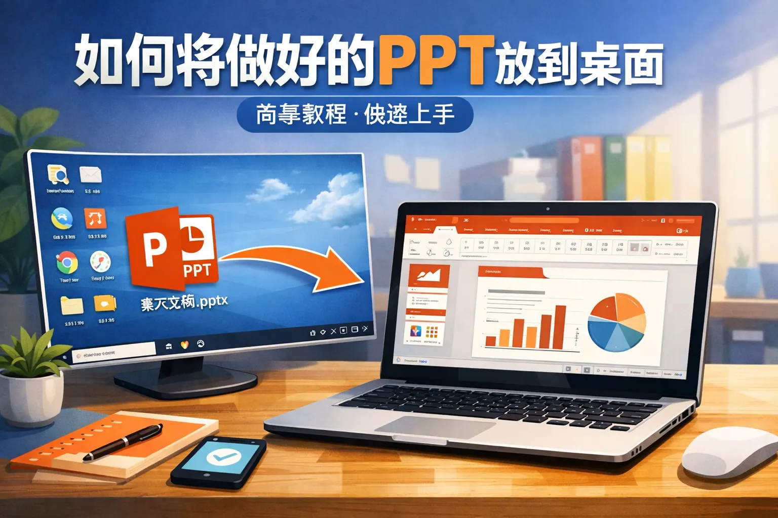 如何将做好的ppt放到桌面