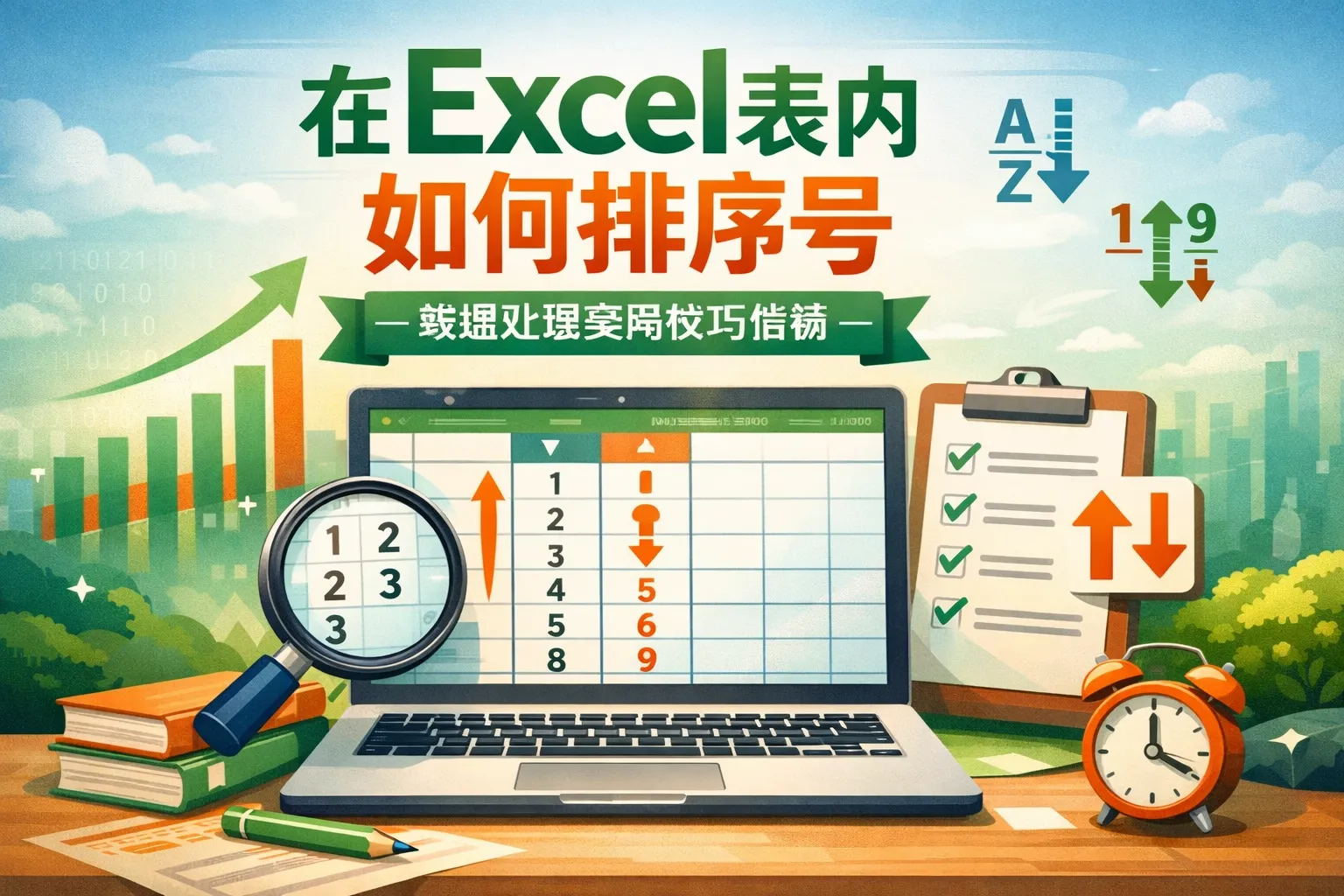 在excel表内如何排序号