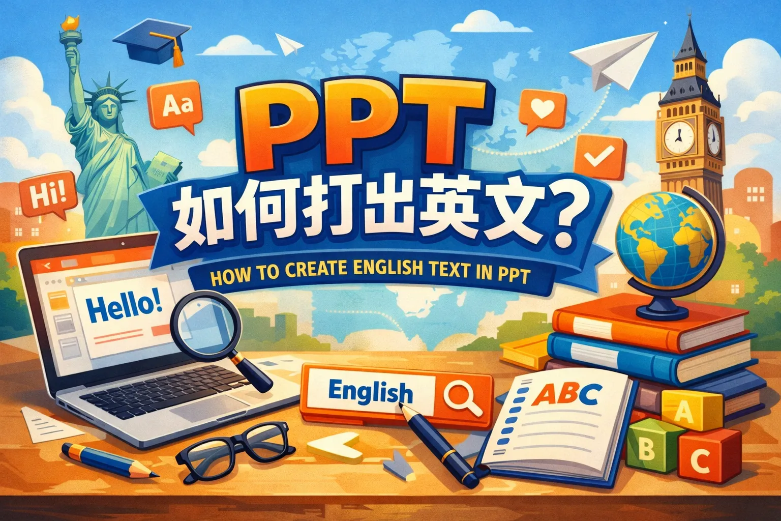 ppt如何打出英文