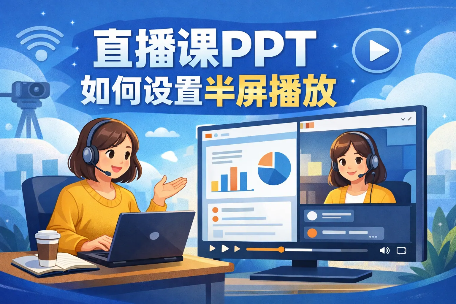 直播课ppt如何设置半屏播放