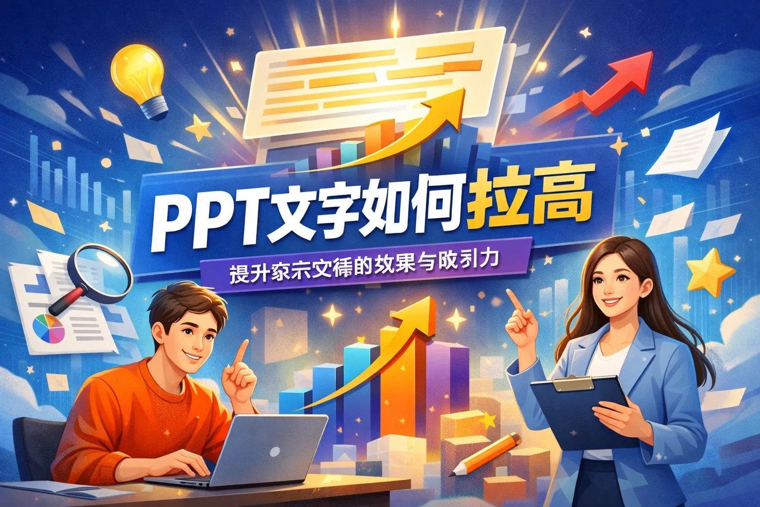 ppt文字如何拉高