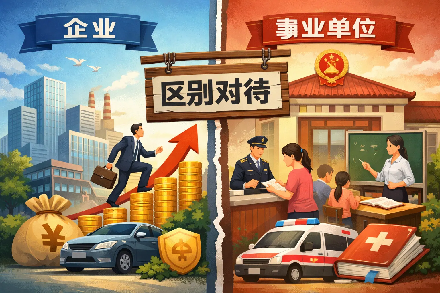 企业事业等单位区别对待